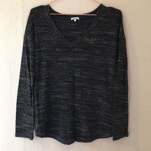 Splendid M crossover back heather spacedye sweater